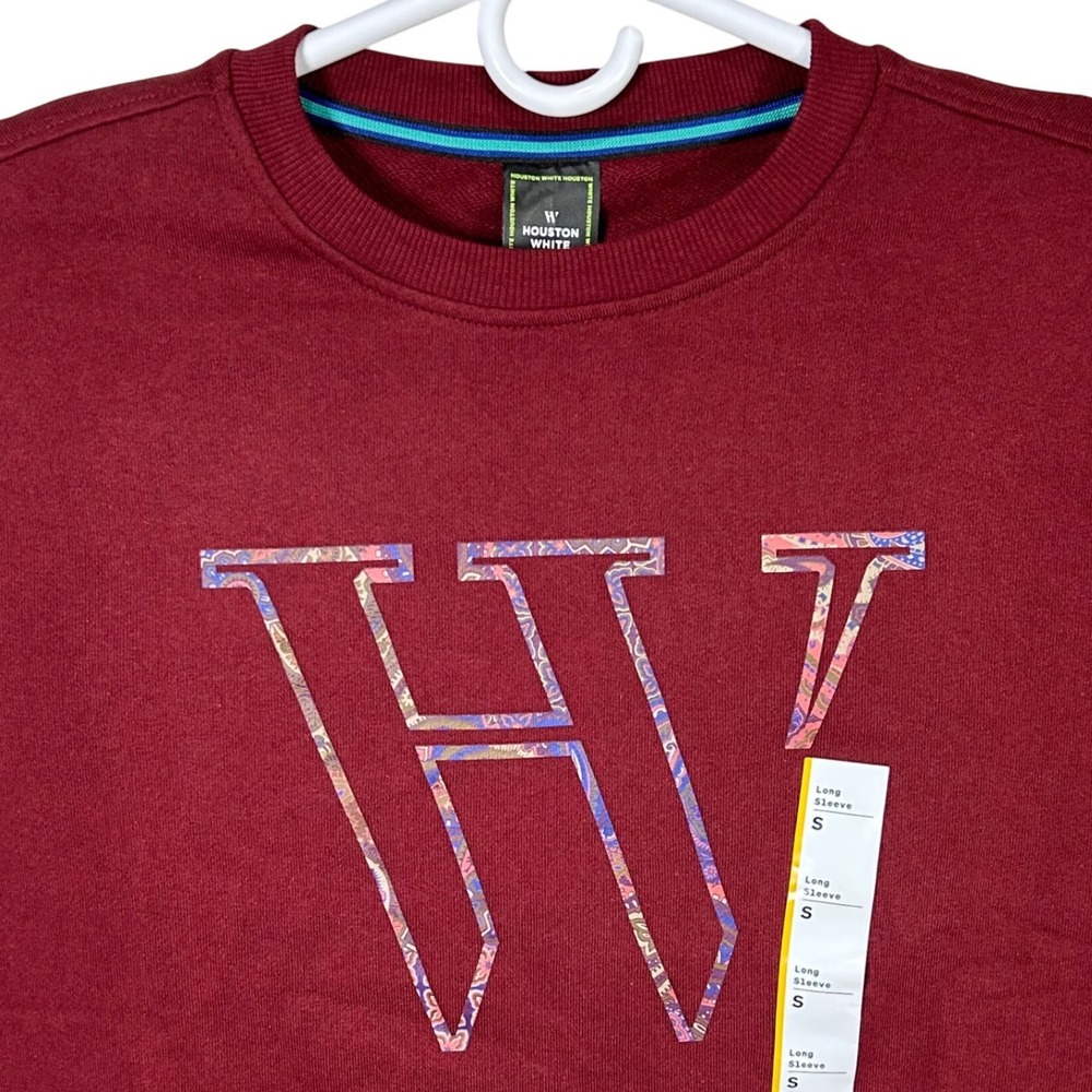 Houston White Long Sleeve Sweatshirt W‎ Logo Burgundy Size Small